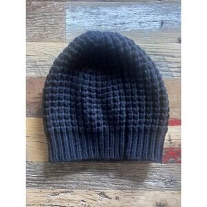 Punk! AllSaints Black Waffle Stitch 80% Wool Black Beanie Hat